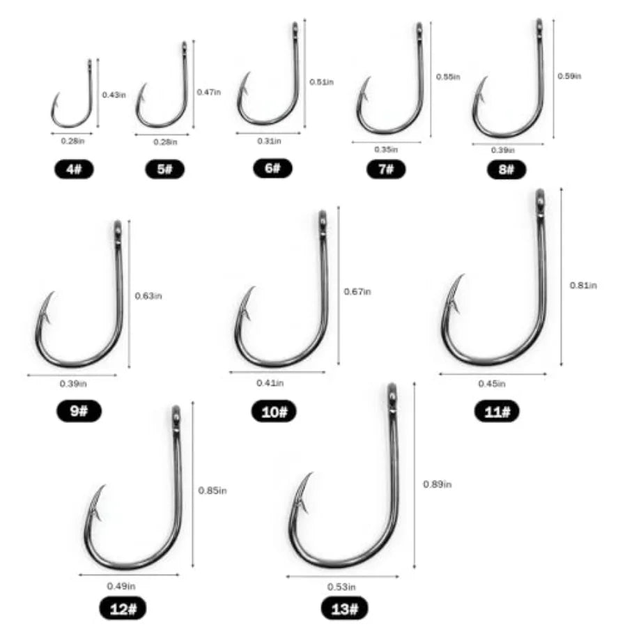 100 Pack Carbon Steel Fishing Hooks Extra Sharp Barbed Design for Freshwater Angling Multi-Species Tackle Kit Set 10