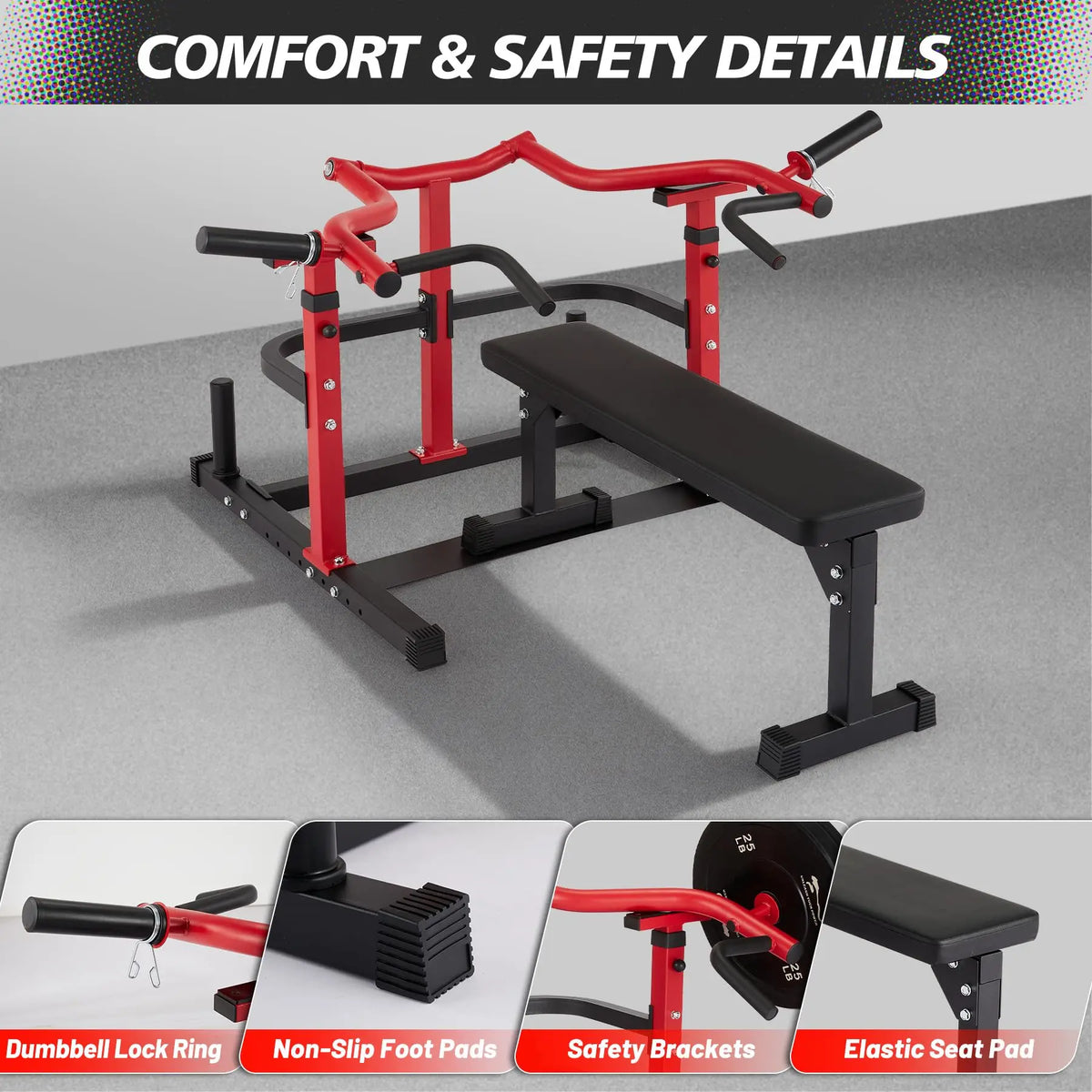 Chest Press Machine, Bench Press Machine with Independent Converging Arms, Adjustable Bench Chest Press for Home Gym Upper Body Strength Training