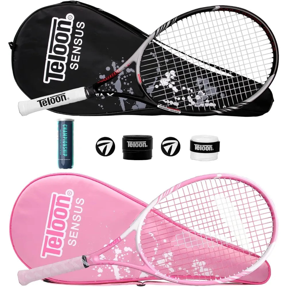 Teloon Tennis Rackets for Adults 2 pcs Recreational -27 inch Tennis Racquet for Men and Women College Students Beginner