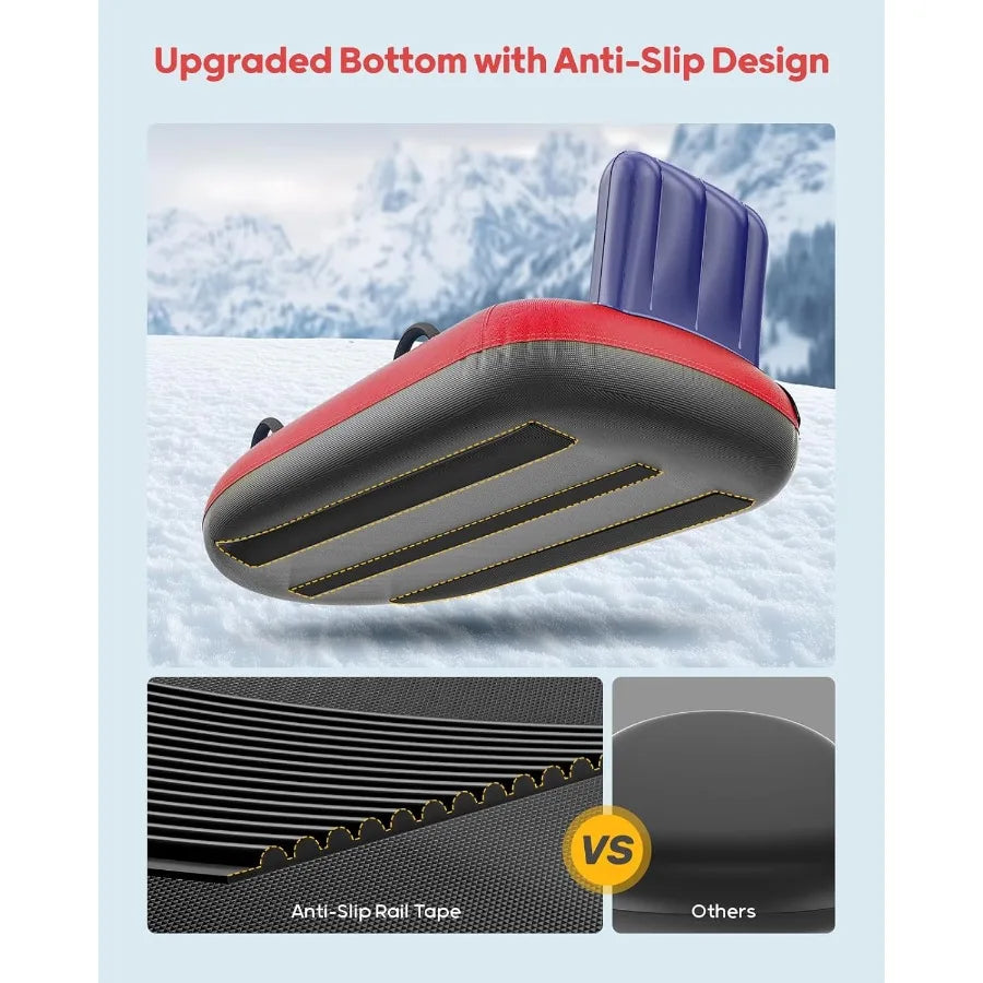 Snow Sled with Premium Canvas Cover, 2 Person Inflatable Heavy Duty Snow Tube with Reinforced Handles, Snow Sleds for Kids and A