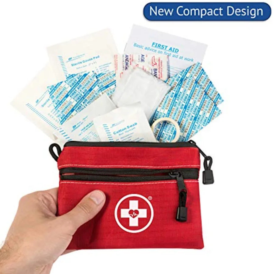 2-in-1 First Aid Kit for Car Travel Home Businesses - 64 Piece Survival Medical Emergency Kit with Bonus Mini Kit Durable Water