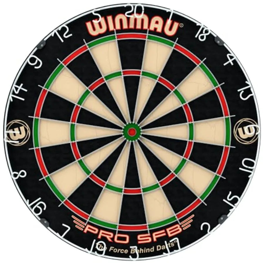 Pro SFB Bristle Dartboard for professional play, sisal fiber construction, black and green color scheme, self-healing surface w
