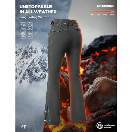Moosehill Women's-Snow-Ski-Pants Water-Resistant Fleece Lined Winter Hiking Snowboard Thermal Insulated 5 Pockets