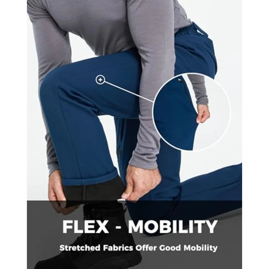 Men's Fleece Lined Hiking Pants Waterproof Insulated Winter Warm Softshell Ski Snow Outdoor Snowboard Pants