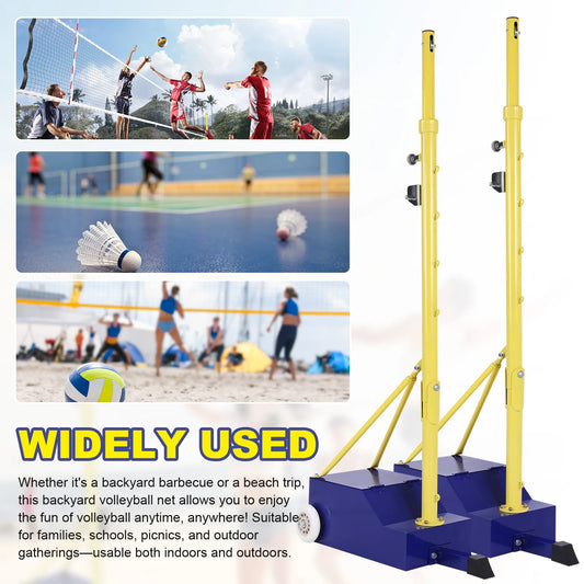 Volleyball Poles Professional Volleyball Net with Wheels & Nets 2 Height Adjustable Settings Suitable For Backyards