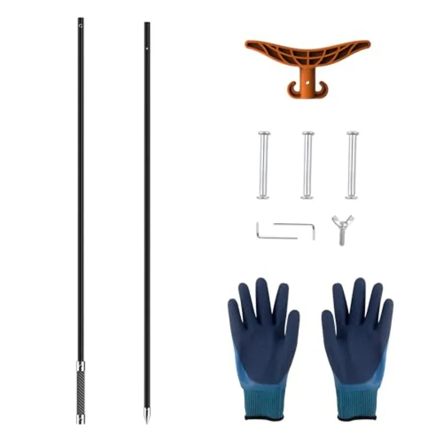 8.63'/12.3' Shallow Water Anchor Pole with T-Handle High Strength Fiberglass Reinforced Polyamide66 Mud Anchor Pole for Boat Fi