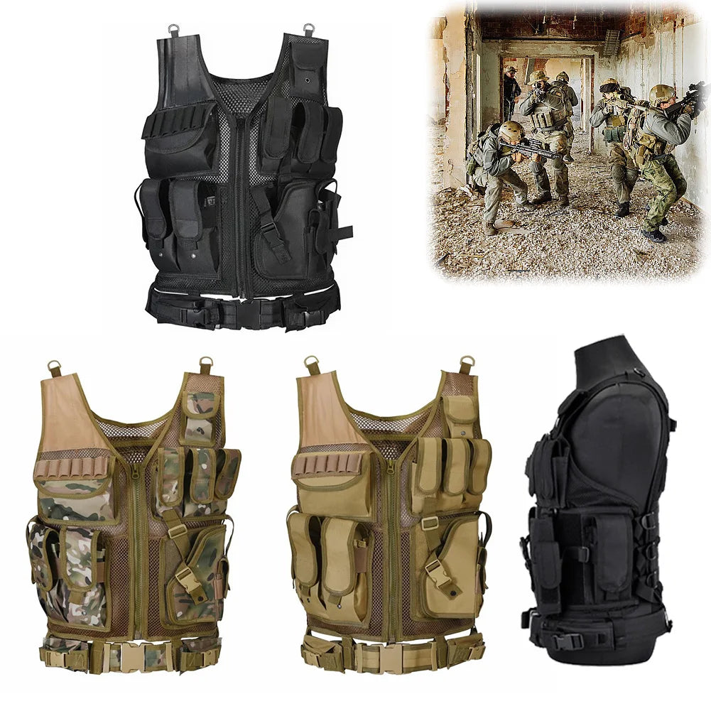 Nylon Combat Body Armor Vests Adjustable Hunting Vest Plate Carrier Vest Hunting Outdoor CS Game Airsoft Training Jacket