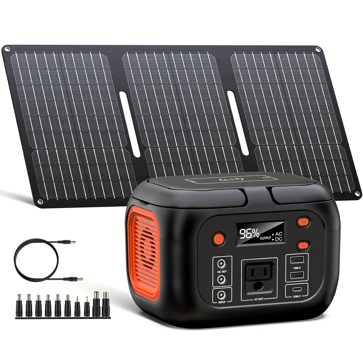 150W Portable Power Station with 30W Solar Panel,110V AC Outlets Solar Generator Power Bank For Camping Travel RV Home Emergency