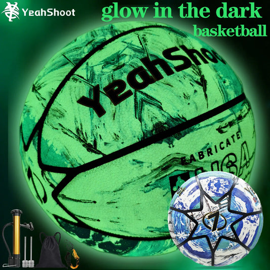 Glow in The Dark Basketball, Glowing Leather Luminous Basketball Ball Gift for Youth, Men, Women, Indoor-Outdoor Night Game