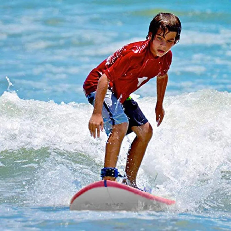 6' Surfboard for Beach and Ocean Surfing Foam Body with Removable Fins Blue and White Lightweight and Stable Beginner Board for