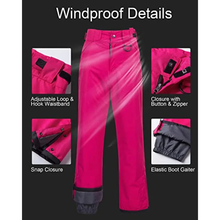 CREATMO US Women's Snow Pants Ski Bibs Waterproof Insulated Winter Snowboard