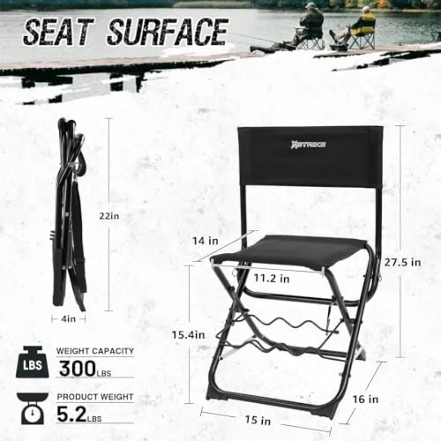 Portable Fishing Chairs Outdoor Folding Stool for Adults Portable Camping Chair for Ice Fishing, Hunting, Lawn, Patio, Garden,
