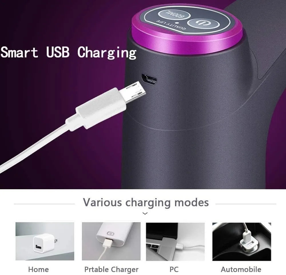 USB Rechargeable 5 Gallon Water Bottle Pump, Touch Button Dispenser for 2-5 Gallon Bottles