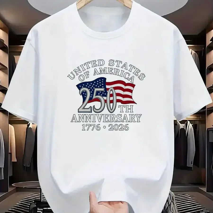 【New Arrival】Men's USA 250th Anniversary 1776-2026 American Flag Graphic T-Shirt Patriotic Tee
