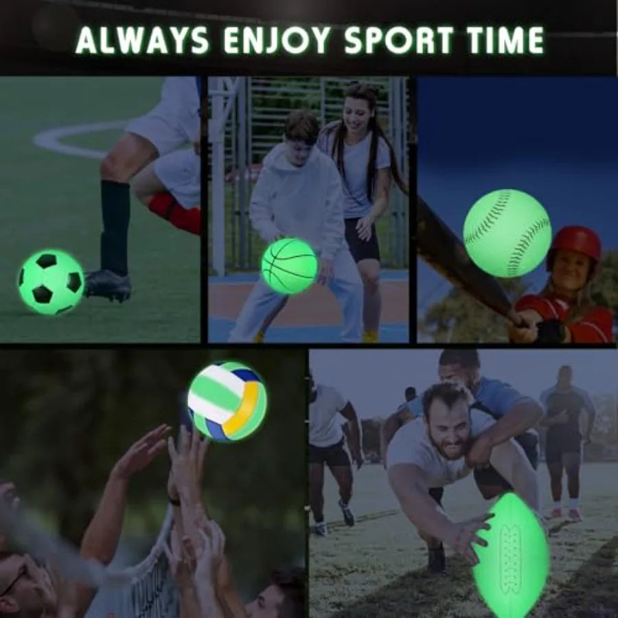 5 Pcs Glow in The Dark Sport Ball Set for Adult Youth Official Size Light up Volleyball Football Basketball Soccer Ball Basebal