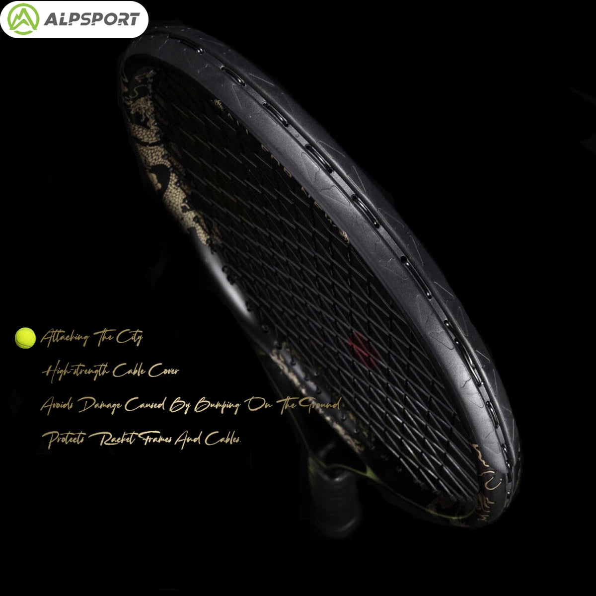 ALPSPORT JL 27-inch strong and durable 4 3/8-inch grip carbon fiber tennis racket suitable for students and teenagers