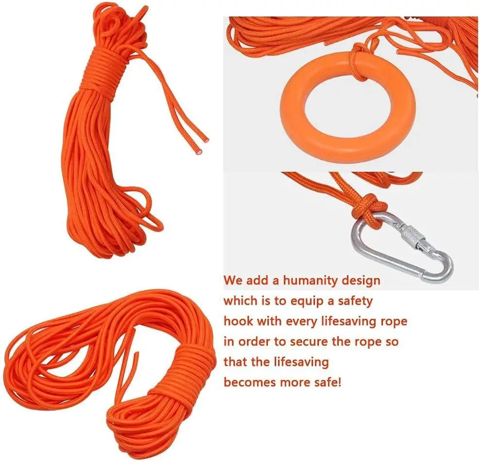 Professional Throwable Life Ring Buoy with 98.4FT Rope, Boat Safety Flotation Device for Outdoor Water Activities