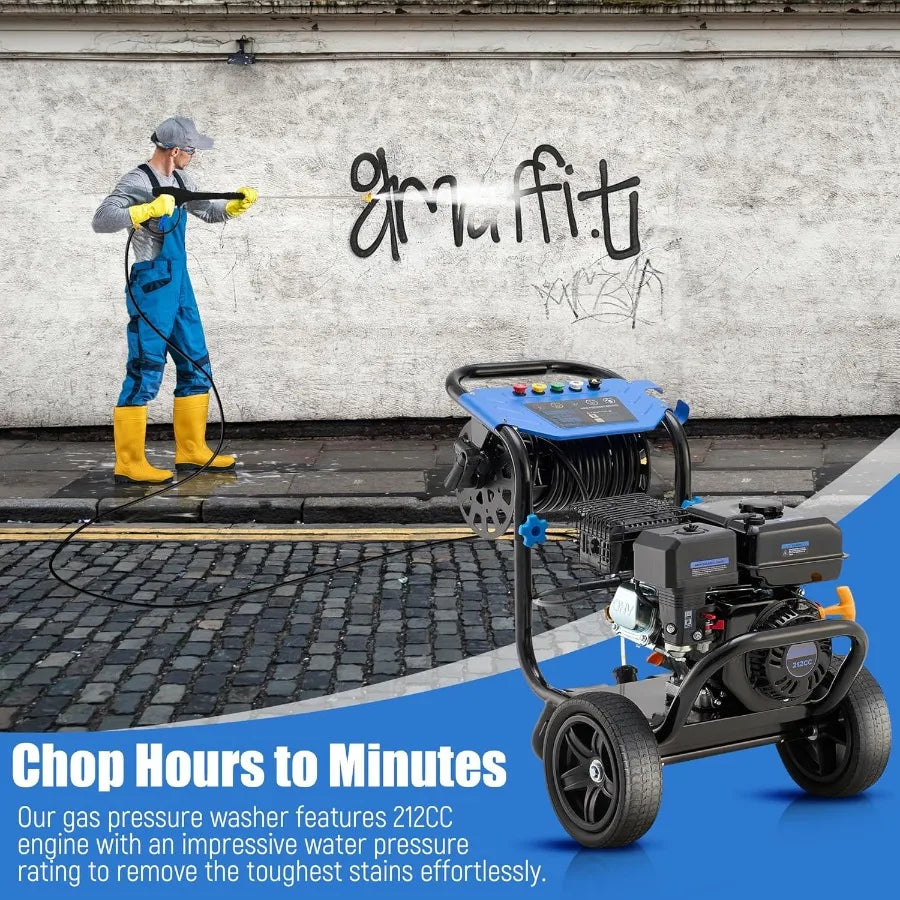 Gas Pressure Washer 3600 PSI 2.3 GPM Heavy Duty High Power Washer with 212CC Engine 30FT Hose Axial Aluminum Pump Soap Tank Spr