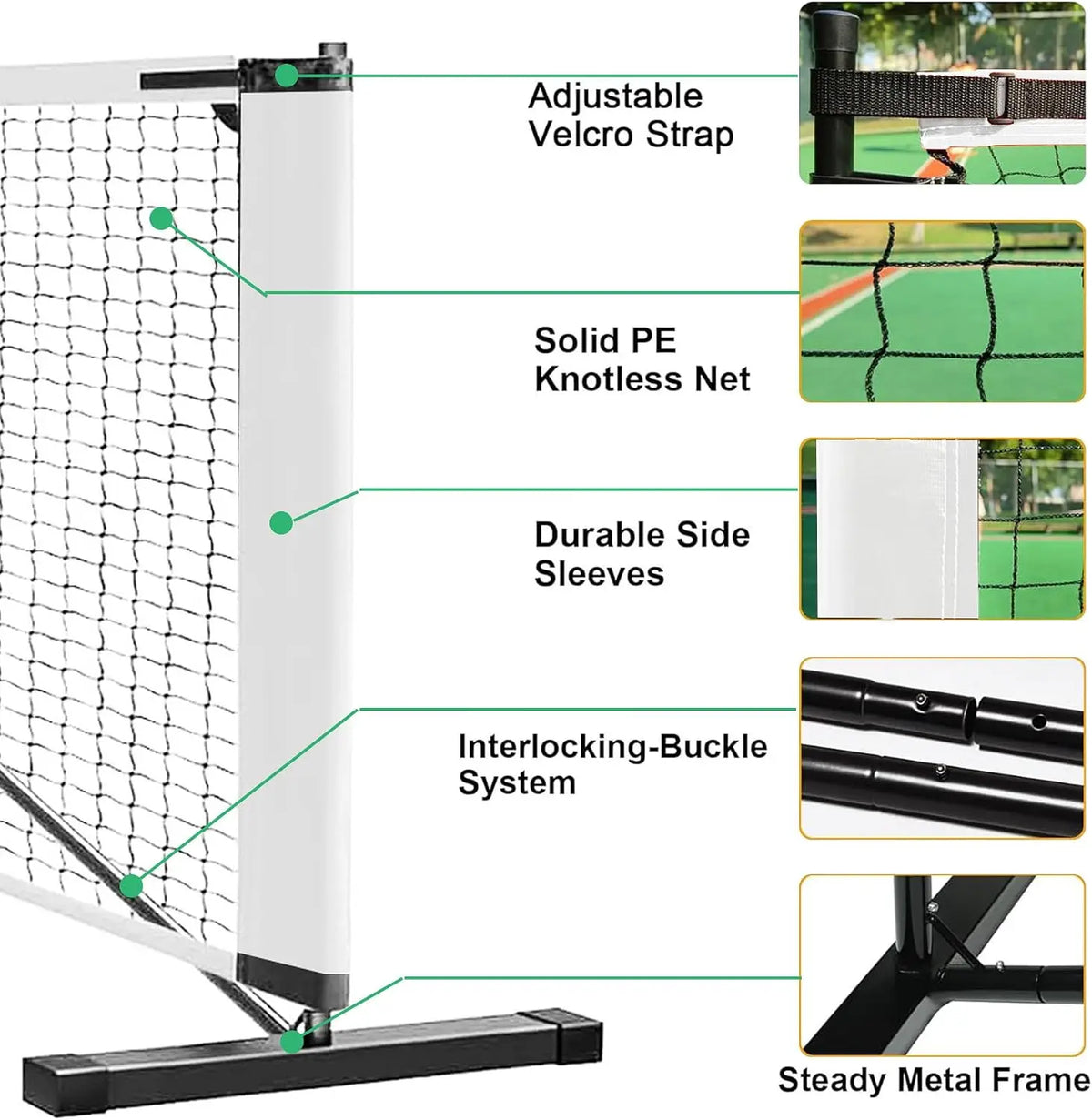 Tacleekii Outdoor Pickleball Net System 22FT Regulation Net for Driveway, Backyard, Park, Beach & Camping, Heavy Duty Metal Frame, Portable, Easy Setup, Includes 4 Paddles & Carry Bag