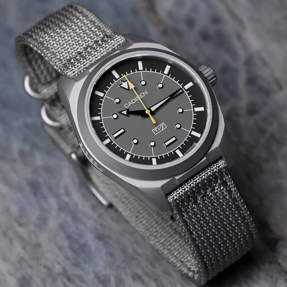 CADISEN TI-7 Autodyne Titanium Automatic Mechanical Watch Man Canvas Wristwatch MIYOTA 8215 Watches USA Warehouse Delivery