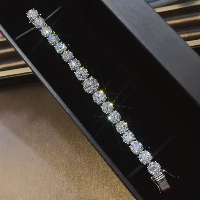 New large carat 925 pure silver white moissanite 5-carat tennis bracelet fashion jewelry gift Women's wedding jewelry