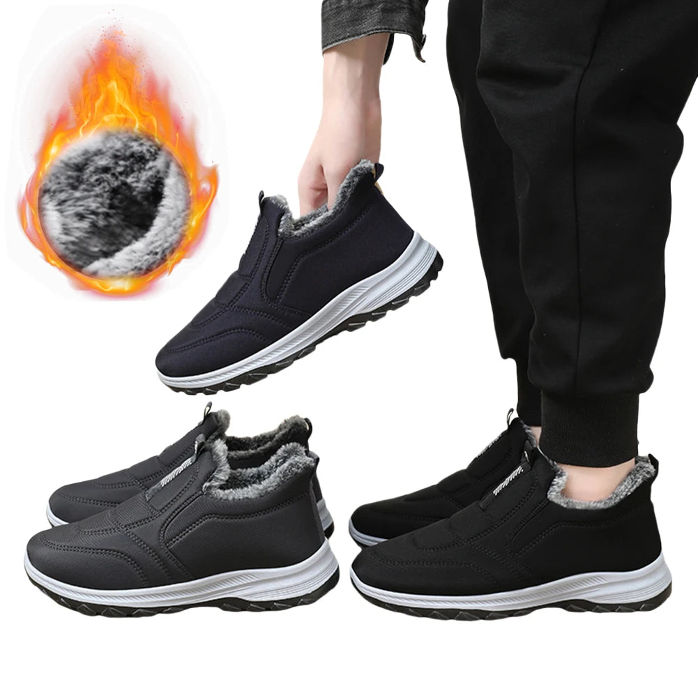 Warm Walking Shoes Lightweight Thermal Ankle Boots Comfortable Slip On Sneakers Winter Thick Fur Shoes for Travel Hiking