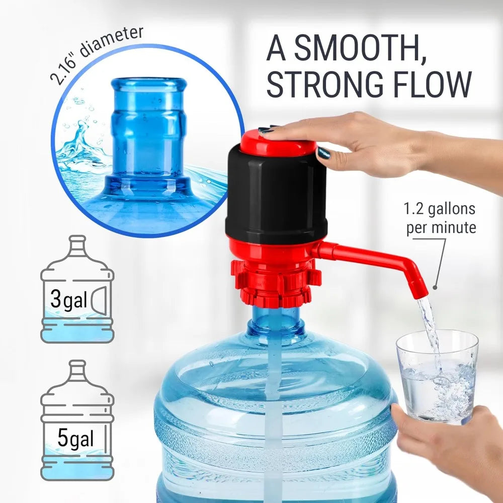 Manual Water Pump for 5 Gallon Jug – Non-Electric Dispenser, Universal Hand Pump with 3 Tubes, 53mm Adapter, BPA-Free