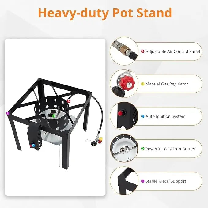 100 Qt Turkey Deep Fryer Pot, Aluminum Seafood Boil Pot with/Strainer & Burner Set Crawfish Boiler, 110000 BTU Propane Stove Burner with Stock Pot, Basket Lid, Outdoor Cooking Shrimp Crab Boiler