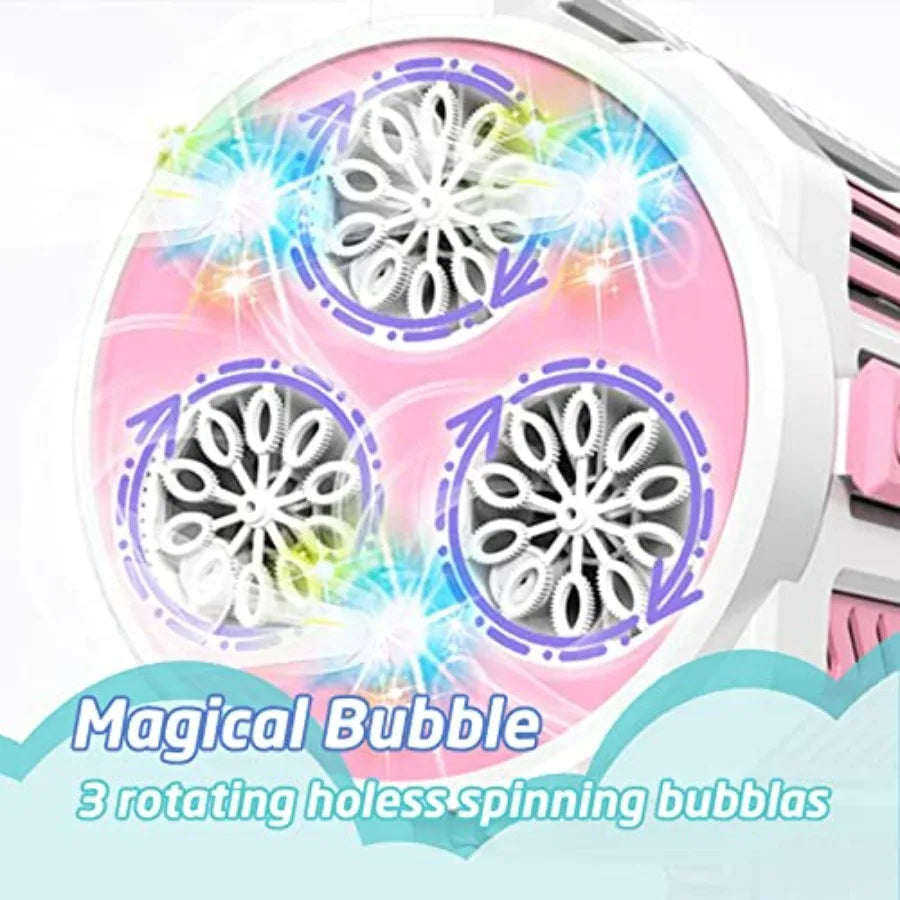 Automatic Gatling Bubble Gun with High-Speed Bubble Production for Indoor Outdoor Birthday Parties Ideal for and Adults White a