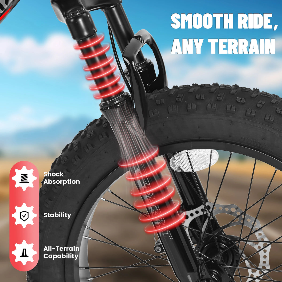20 Inch Fat Tire Kids Mountain Bike, 4.0" Wide Non-Slip Fat Tires, 7-Speed Disc Brake, Boys Girls Outdoor Kids' Bicycles Gift