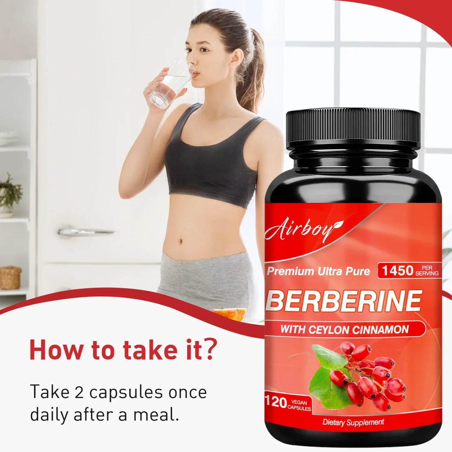 Berberine Capsules - Supports Digestive Comfort and Overall Health, and Enhances Immune Function - 120 Capsules