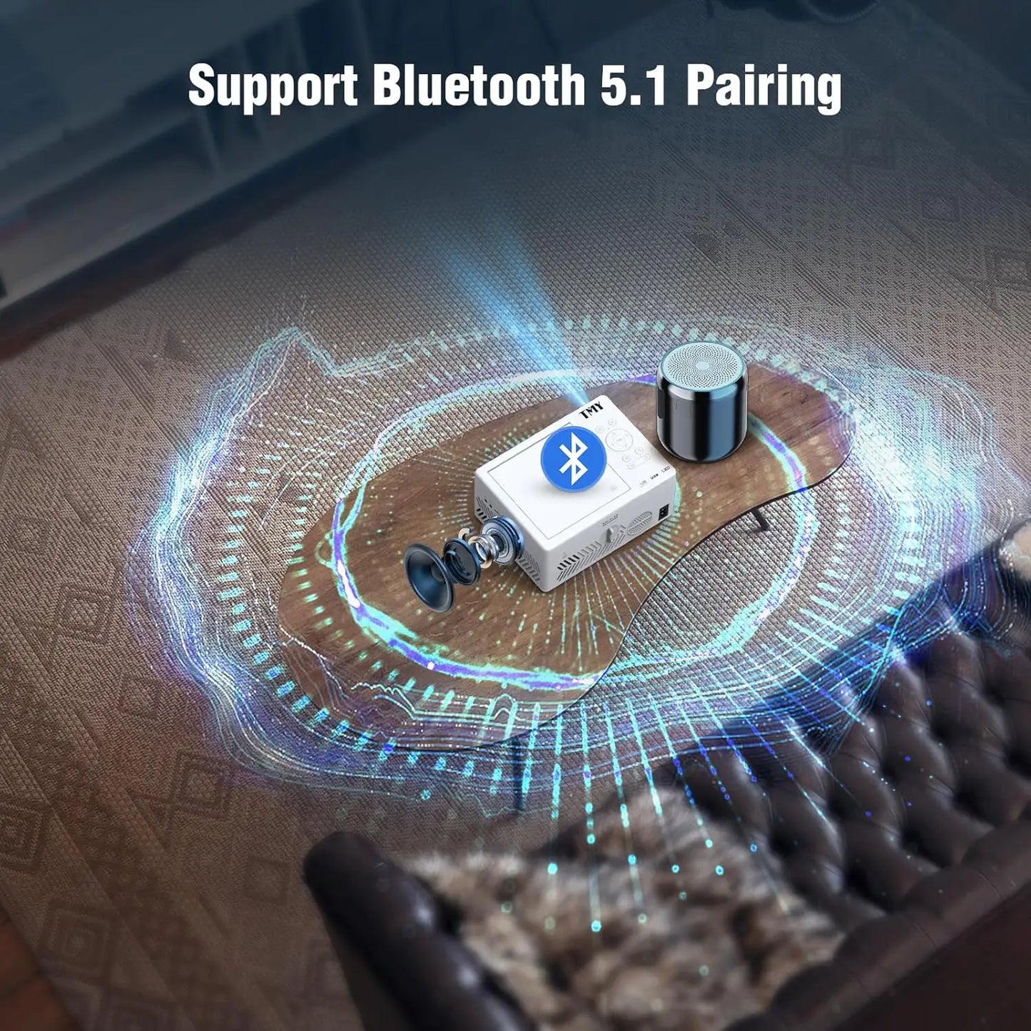 Portable 1080P Bluetooth Projector with Built-in DVD Player, Compatible with Smartphone/PC/USB/HDMI for Outdoor Movies