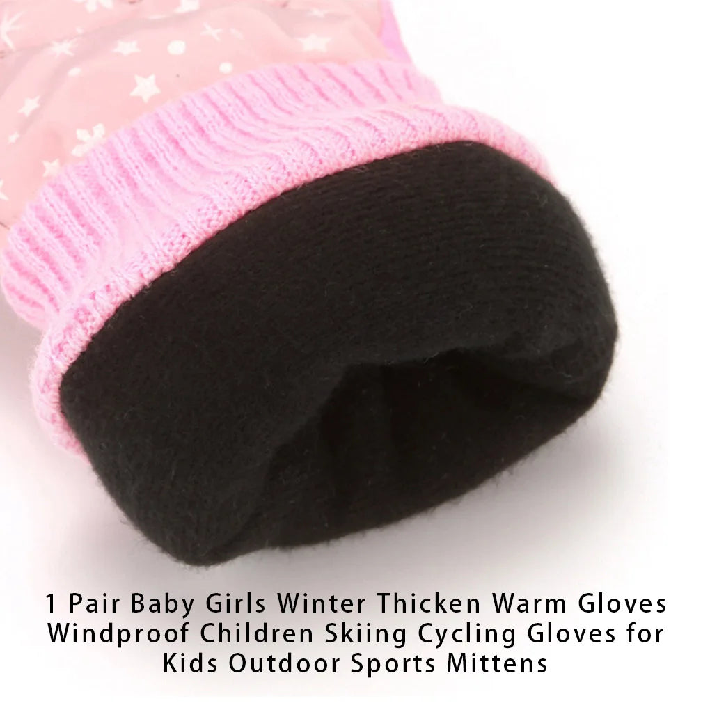 1 Pair Winter Children Skiing Glove Gloves Mittens Activity Light Pink
