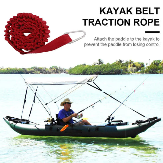 Elastic Kayak Paddle Leash Nylon Heavy Duty Adjustable Coiled Lanyard Tie Rope with Safety Hooks Boats Accessories