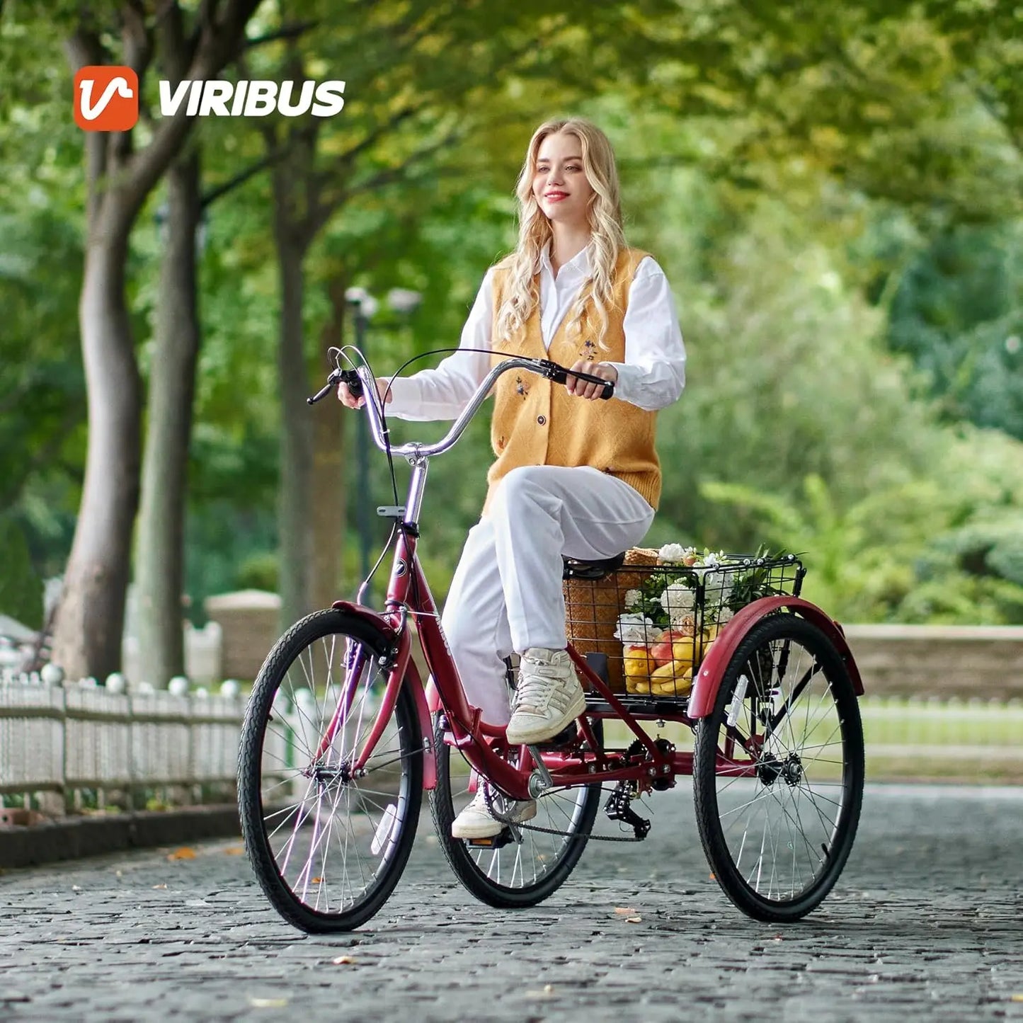 Folding Tricycle for Adults, 7 Speed Foldable Adult Tricycle with Removable Wheeled Basket, Folding 3 Wheel Bikes for, Custom
