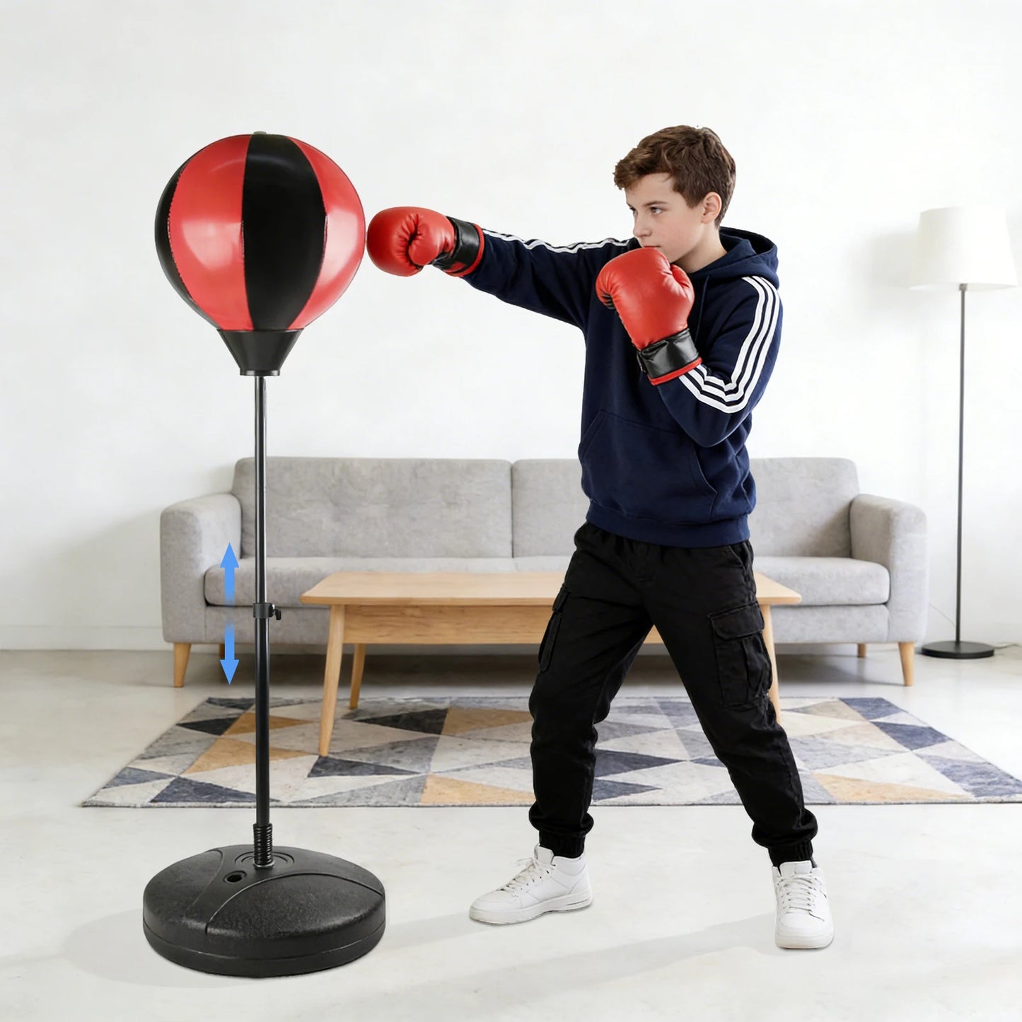 Boxing Speed Ball, Inflatable Boxing Punching Ball, Punching Bag with Adjustable Height Stand