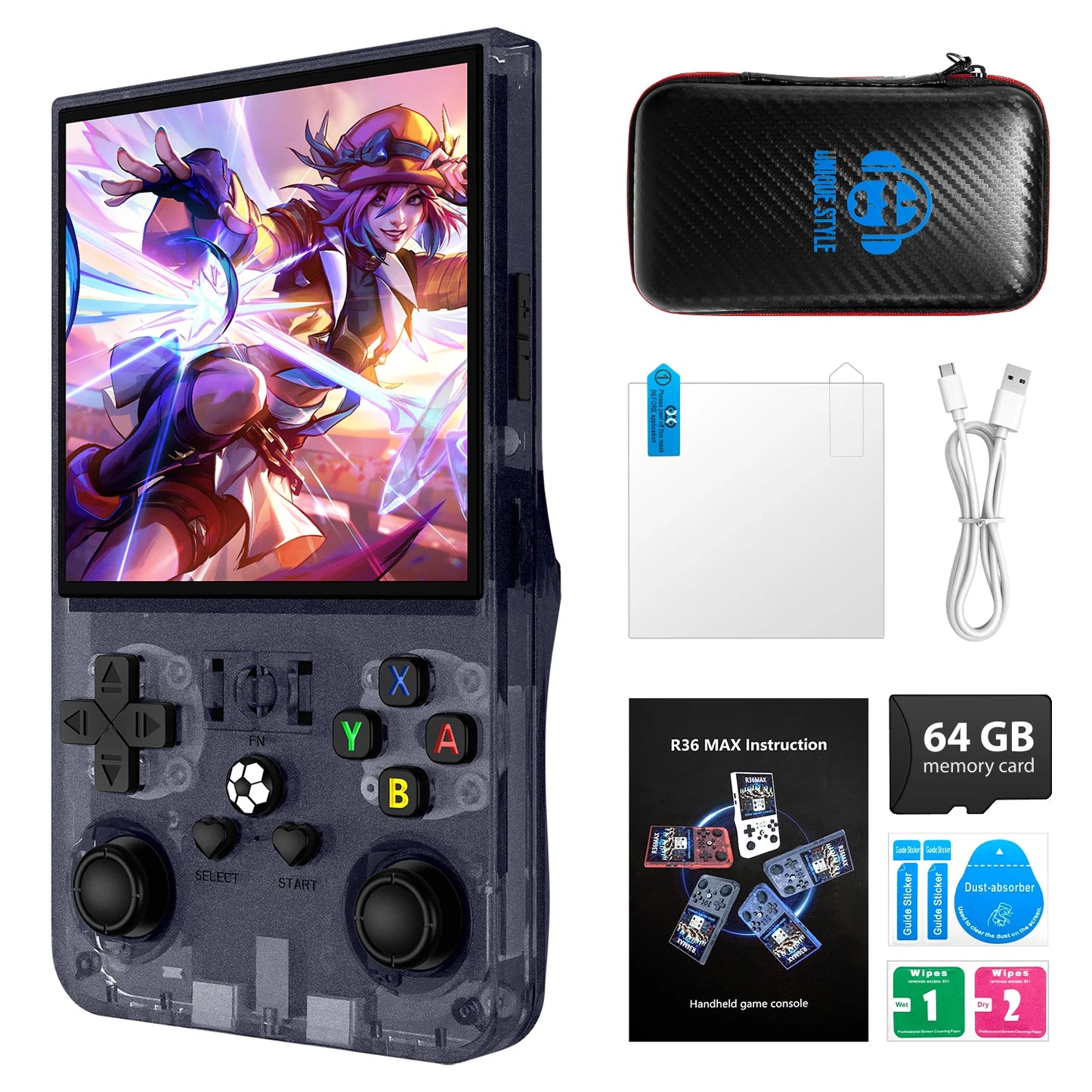 AISLPC R36MAX Handheld Game Console 4.0 Inch 64/128GB RK3326 Chip Retro Portable Video Game Player Open Source Pocket Console