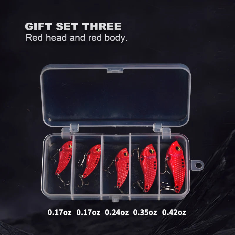 Wondersee 5PCS with Box Switchable Vibration VIB Spinner Spoon Jerkbait Hard Lure Treble hooks Trolling Sinking Wobbler Swimbait
