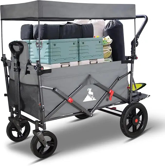 Foldable Trolley with Quick-release Wheels and 2 Seats; Heavy-duty Multi-purpose Trolley