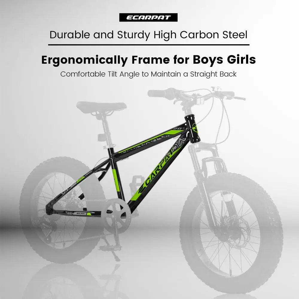 Ye S20109 20-Inch Mountain Bike for Kids & Teenagers, High Carbon Steel Frame, Disc Brakes, Durable Wide Tires, Front Suspension, 7-Speed, Ideal for Snow & Off-Road Riding