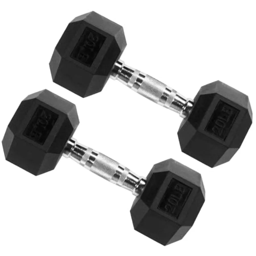 Rubber Coated Hex Dumbbells, 5/10/15/20 LBS Pair Set