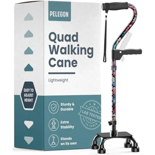 Quad Cane 300LB - Adjustable Walking Cane with A Large 4 Pronged Base for Extra Balance and Stability Walking Canes for Seniors