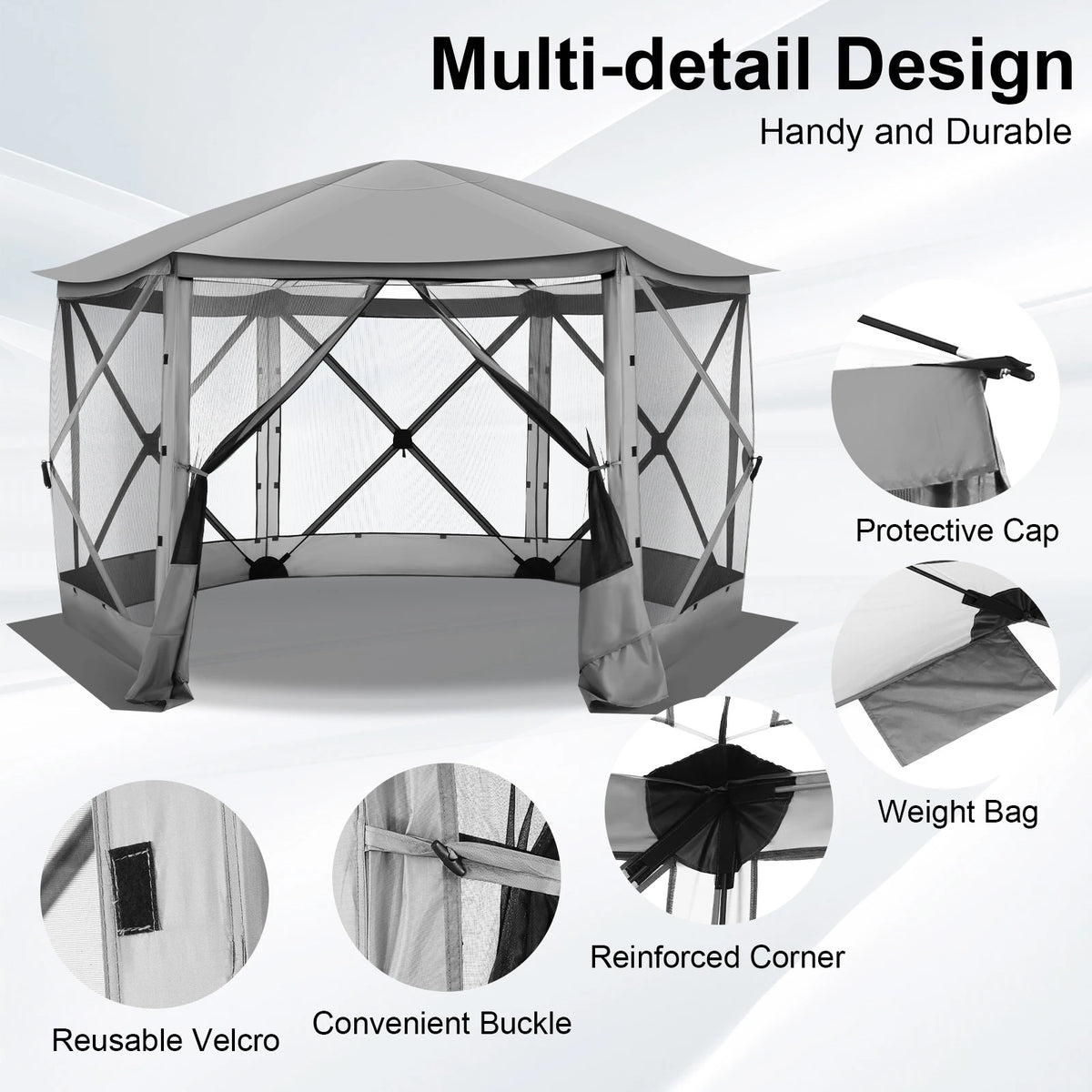 Pop up Gazebo Screen Tent Screen House for Camping, 12x12 Screen Room with Removable Roof, Outdoor Screened Gazebo with Netting,