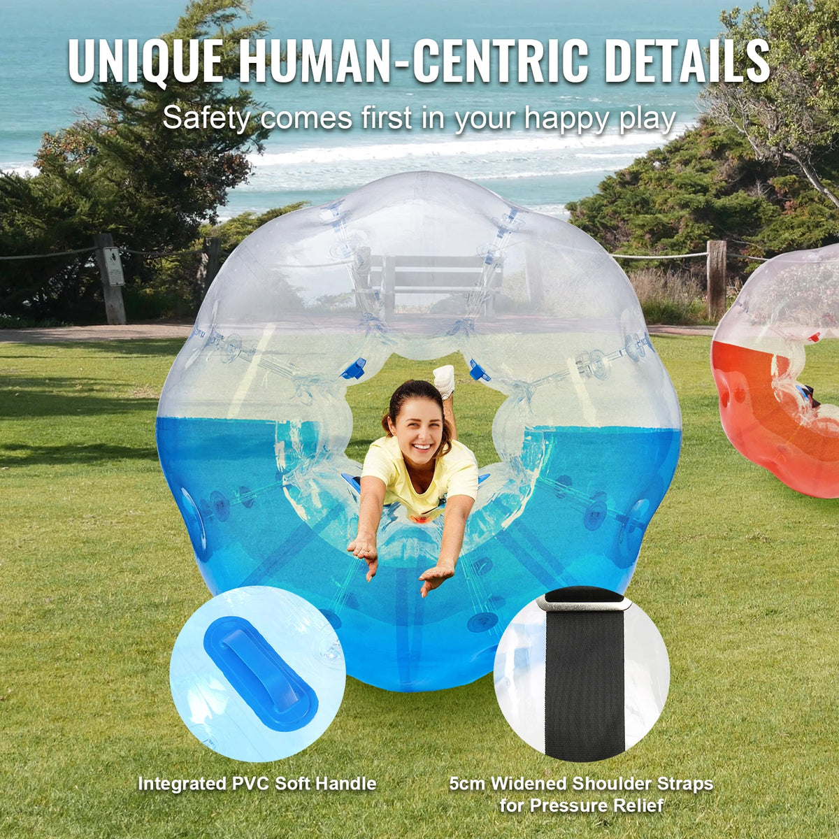 SucceBuy 2-Pack 5FT/1.5M Inflatable Bumper Balls Thick Bubble Soccer Balls 0.8mm  Inflatable Zorb Balls for Adults or Children