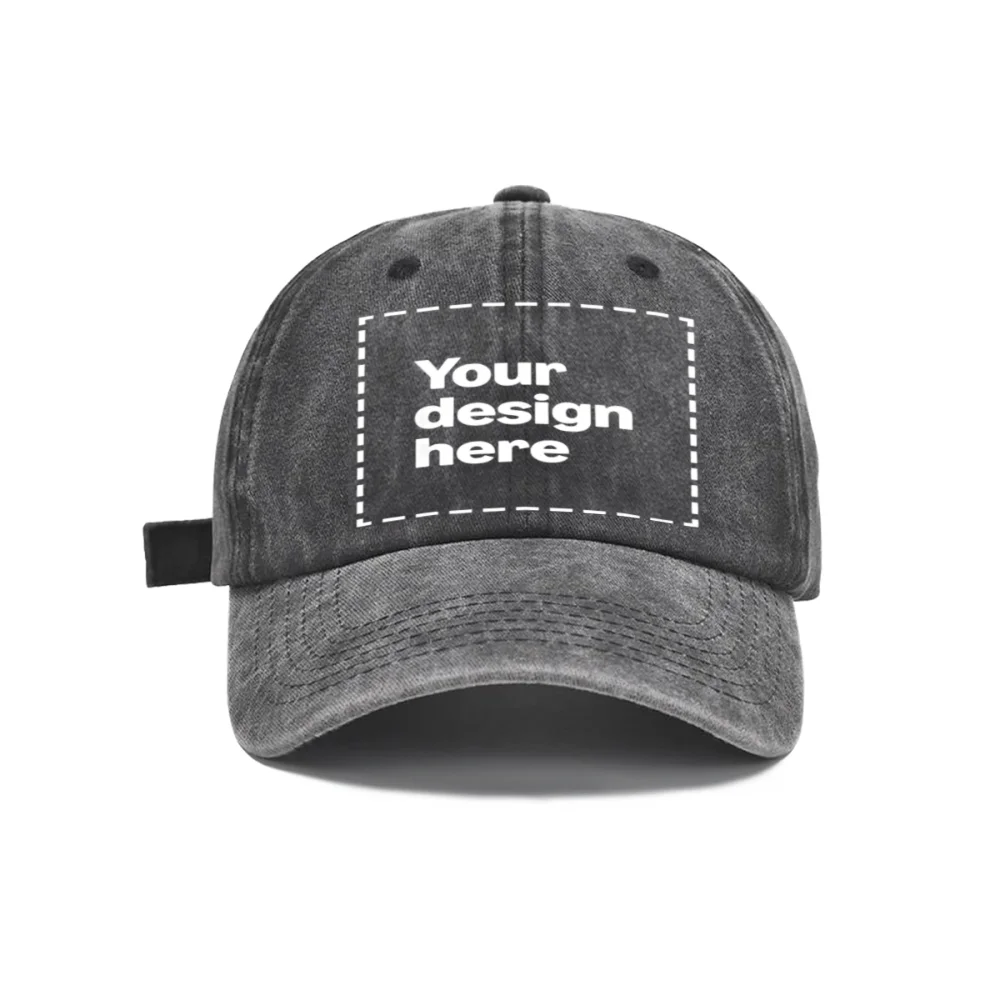 Personalized Vintage Washed Baseball Cap, Custom Name Logo Text Dad Hat, Adjustable Casual Hat for Men Women, Printed in USA
