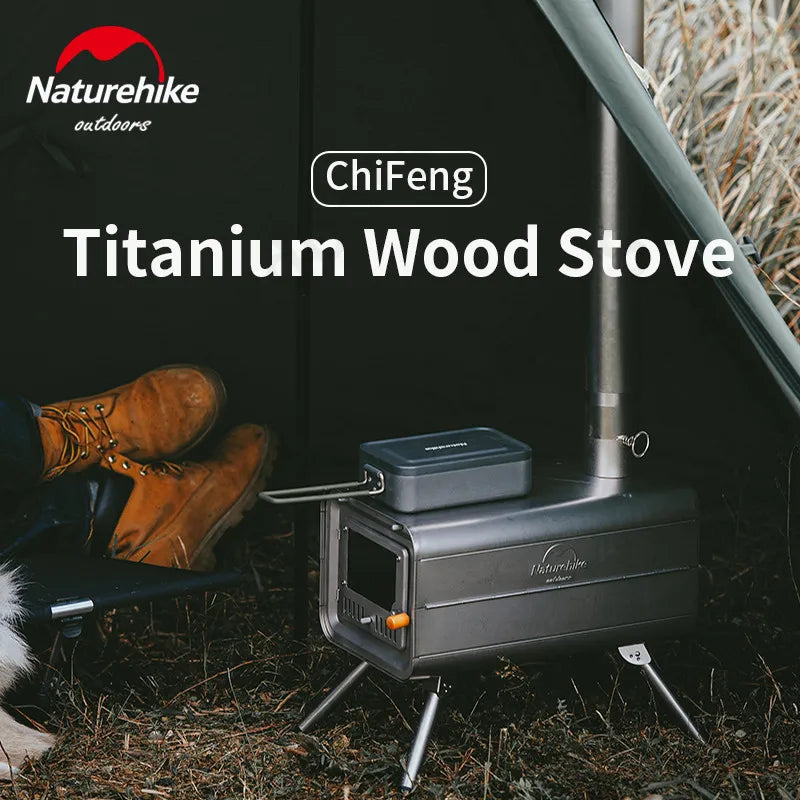 Naturehike Wood Burning Stove Lightweight Titanium Firewood Stove Winter Picnic Camping Portable Outdoor Chimney Heating Warm