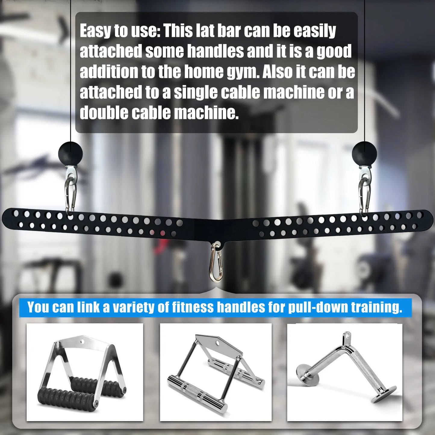 Multi-Grip LAT Pull Down Bar for Home Gym Fitness Spreader Plate LAT Pulldown Attachments for Pulley System Cable Machine
