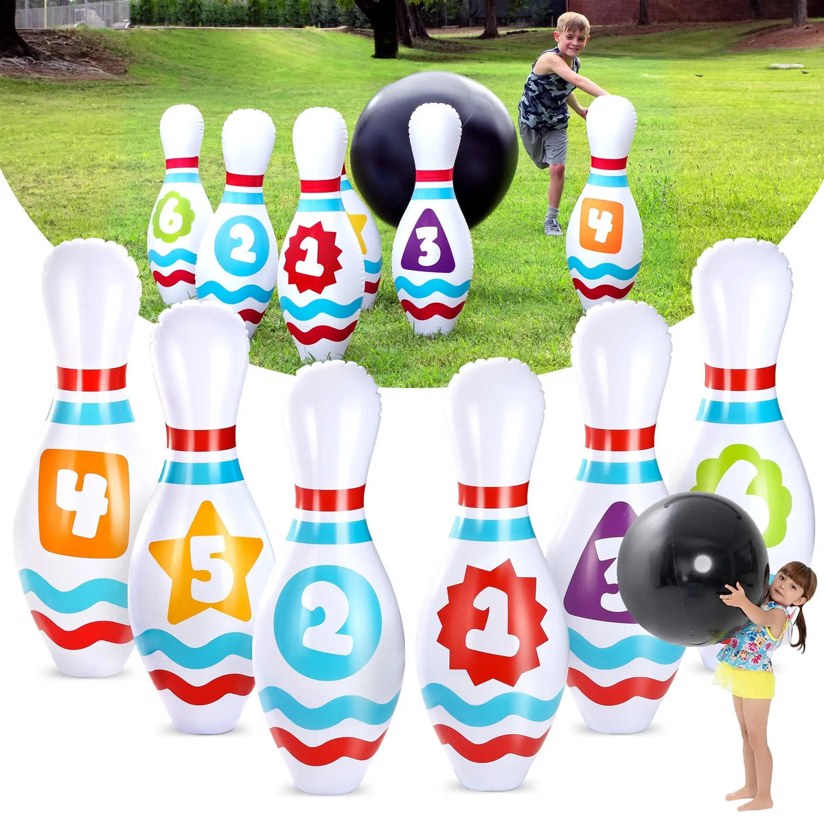 Joyfy Giant Inflatable Bowling Set for Kids Adults Christmas Birthday Gift Party Games Education Motor Skills Toys