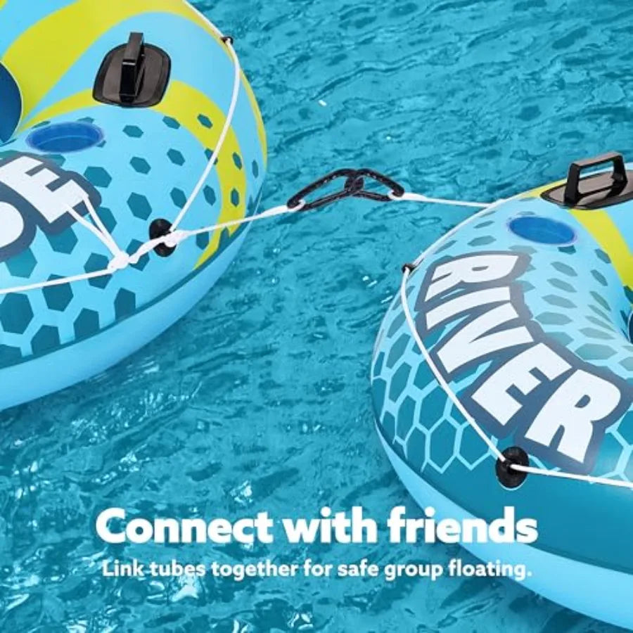 2-Person Inflatable River Tube - Heavy Duty River Run Tubes Pool Lake Floats for Adults Large Floating Raft Lounge Above Water