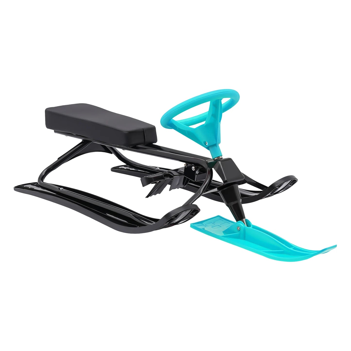 Kids Skis Snowmobiles Snow Racer Sled with Steering Wheel Brake Anti-slip Pedals Grass Sand Skiing Winter Outdoor Entertainment